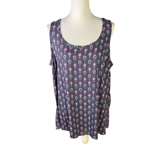Torrid Womens Sleeveless Scoop Neck Tank Top Size 0 Gray & Pink Abstract Print - Picture 2 of 7